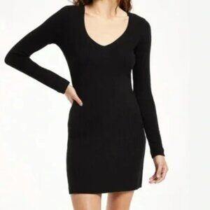 Z SUPPLY BLACK KYLIN RIB MINI KNIT DRESS MEDIUM